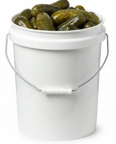 Food-grade pail packed with product